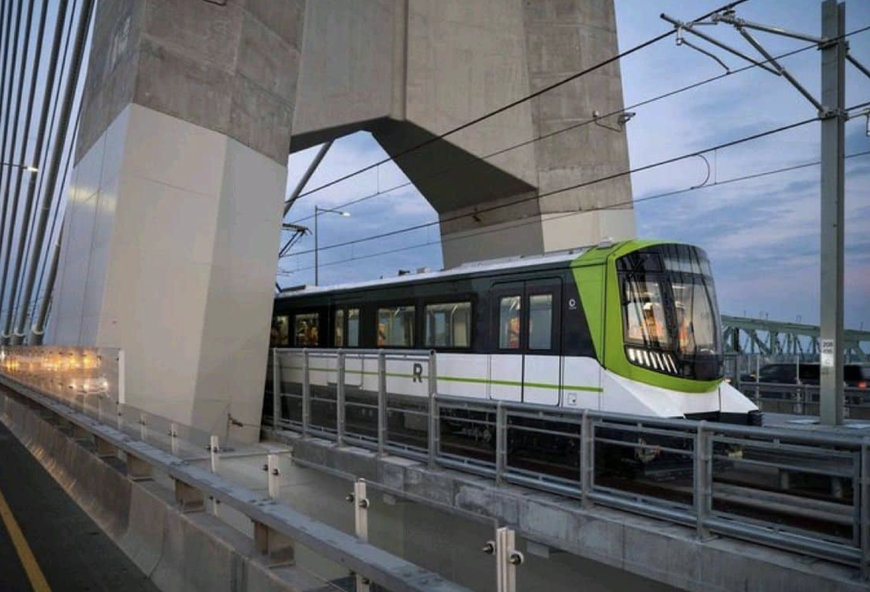 THE SAMUEL DE CHAMPLAIN BRIDGE IN CANADA OPENS TO TRAIN TRAFFIC 